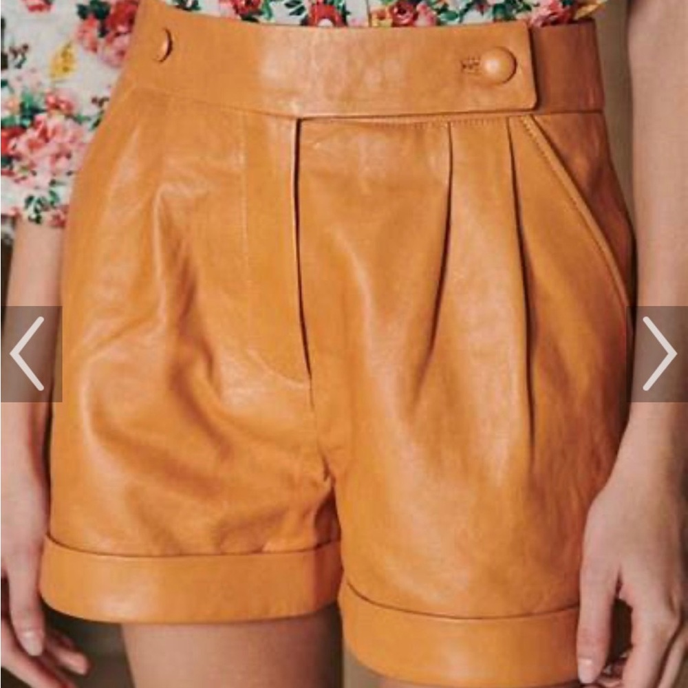 NWT Sezane William Shorts Genuine Leather Sz FR 34/US 2 (fits like FR 36/US 4?)